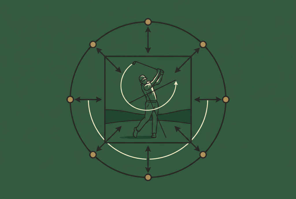 Swing video setup diagram showing camera positions without text.