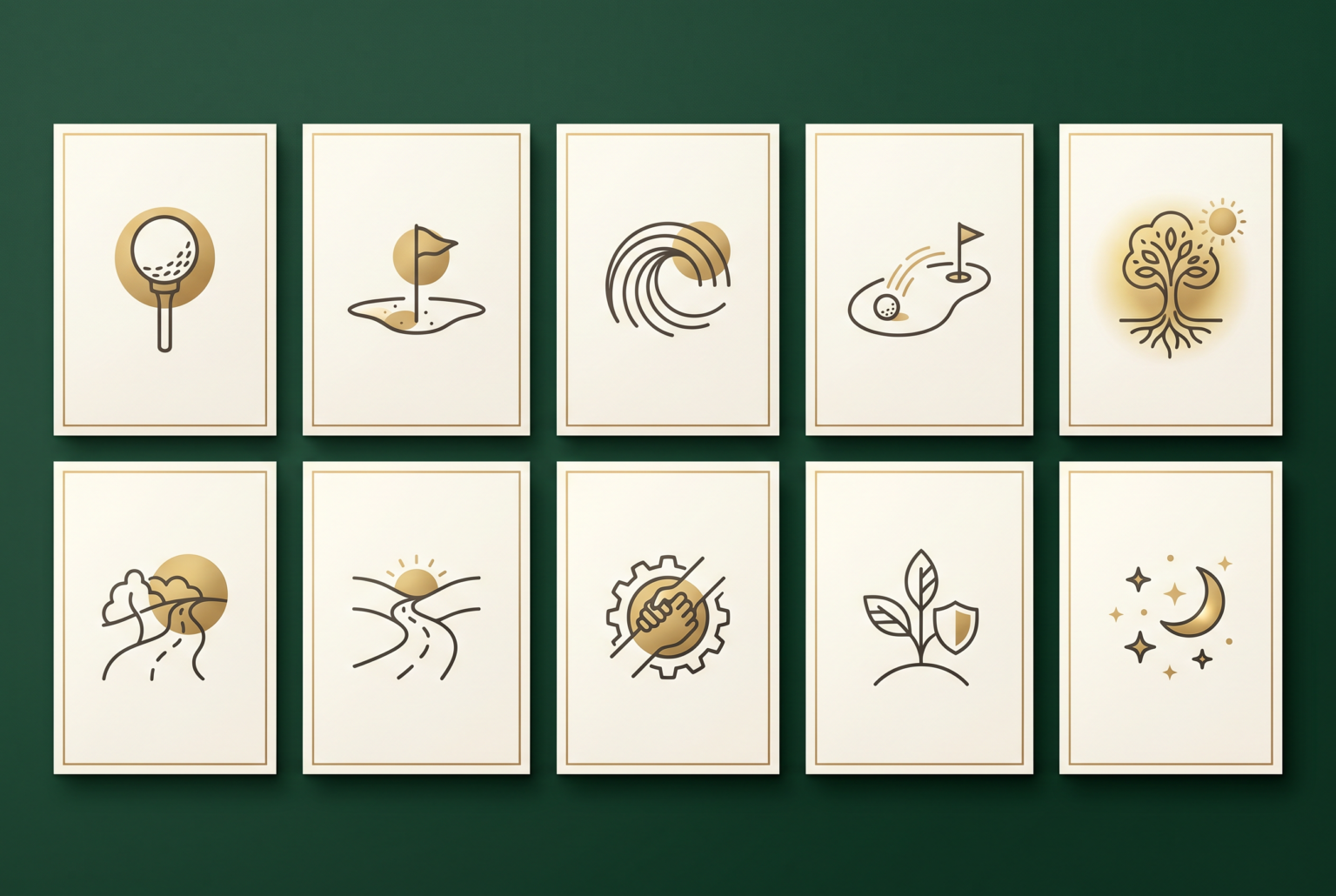 Label-free infographic with nine common beginner golf faults mapped to first-fix steps.